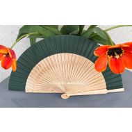 wachlarz hiszpański DĄB-ROBLE pełny 23 cm  - różne kolory - zielony butelkowy - y_wachlarz4424_pelny_dab_roble_basic_23cm_kolor_zielony.jpg